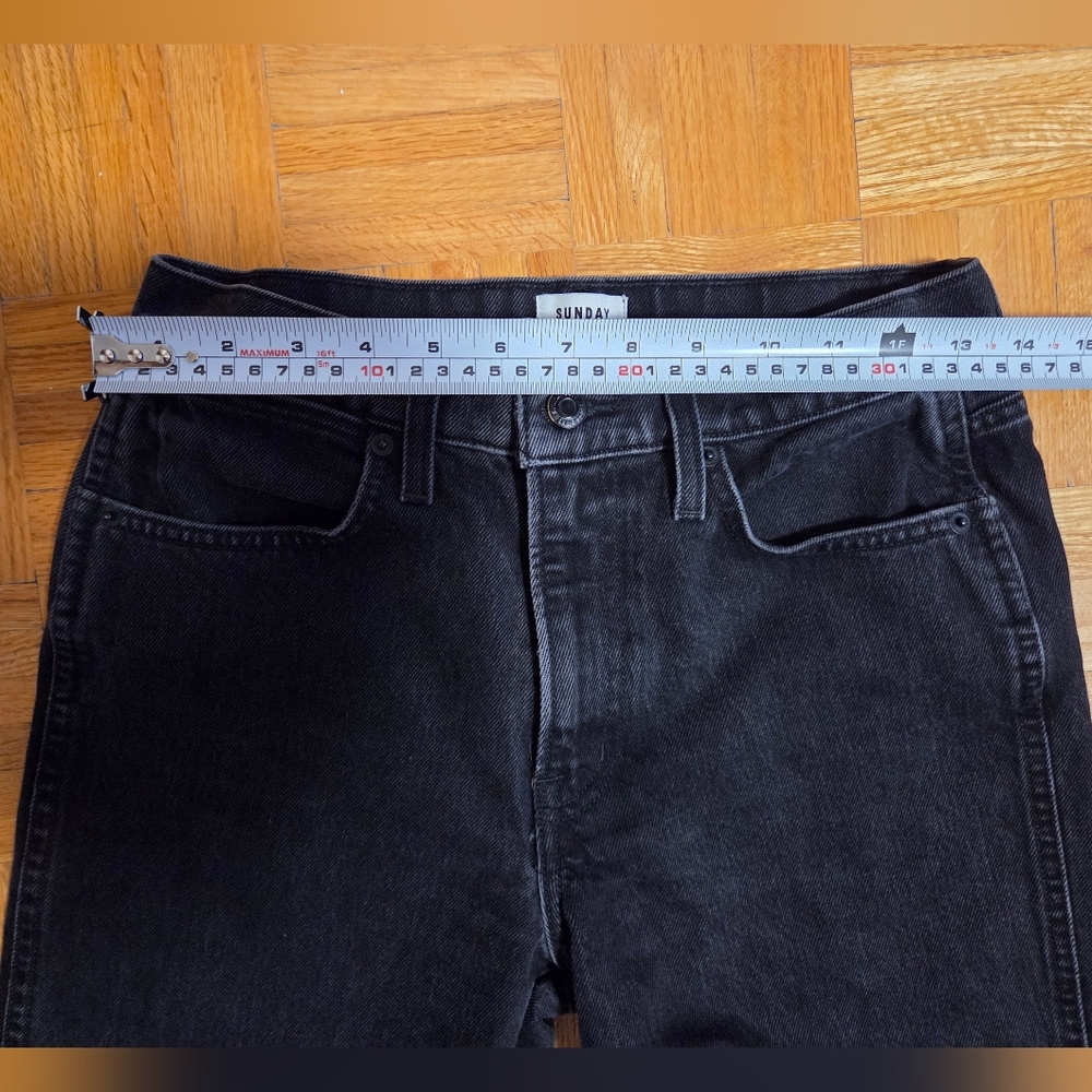 🎉 3/$60 Aritzia Sunday Best Black High-Waisted Straight Leg Denim Jeans Size 26 - Picture 6 of 10